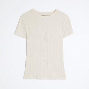 Cream Short Sleeve Textured T-shirt