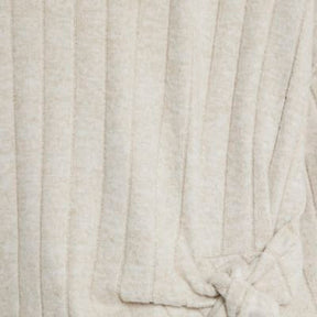 Cream Short Sleeve Wide Ribbed Knot Side Top