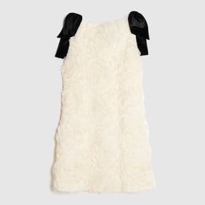 Cream Sleeveless 3D Rose Floral Mini Dress