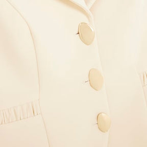 Cream Sleeveless Collared Elastic Waistcoat