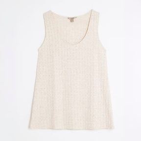 Cream Sleeveless Ribbed Tunic Top
