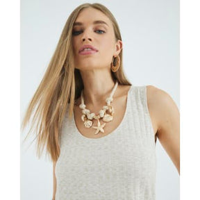 Cream Sleeveless Ribbed Tunic Top