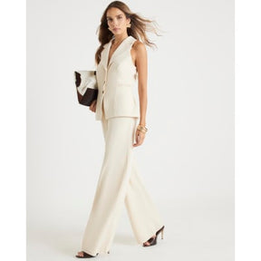 Cream Sleeveless Ruched Waist Jumpsuit