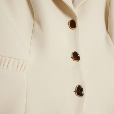 Cream Sleeveless Ruched Waist Jumpsuit