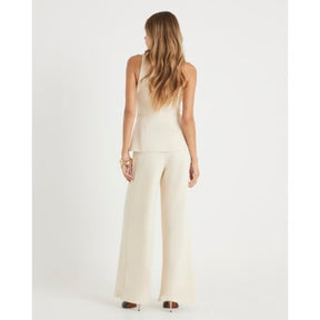 Cream Sleeveless Ruched Waist Jumpsuit