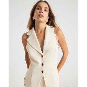 Cream Sleeveless Ruched Waist Jumpsuit