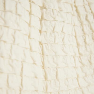 Cream Sleeveless Textured Halter Neck Top