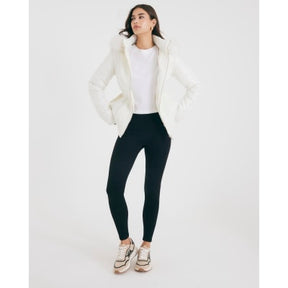 Cream Slim Faux Fur Hooded Padded Coat