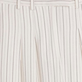 Cream Stripe Wide Leg Trousers