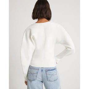 Cream Structured Sleeve Knitted Jumper