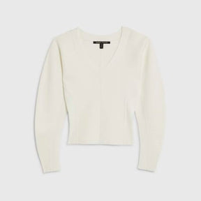 Cream Structured Sleeve Knitted Jumper