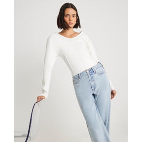 Cream Structured Sleeve Knitted Jumper