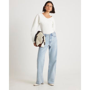 Cream Structured Sleeve Knitted Jumper