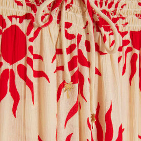 Cream Sun Print Wide Leg Beach Trousers