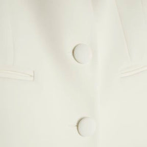 Cream Sweetheart Neckline Blazer