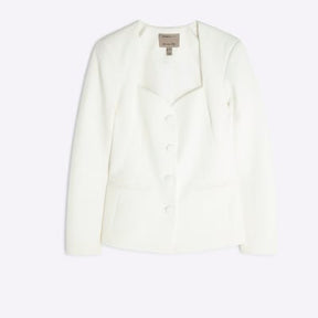 Cream Sweetheart Neckline Blazer