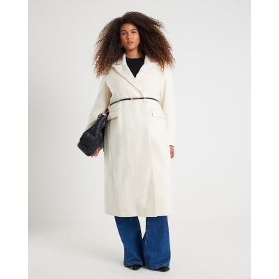 Cream Tailored Belted Coat