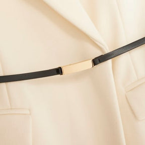 Cream Tailored Belted Coat