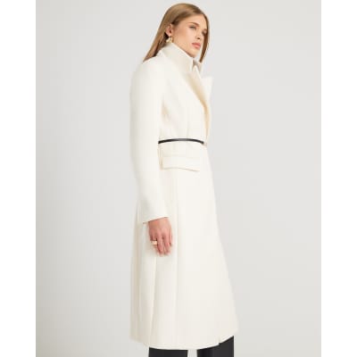 Cream Tailored Belted Coat