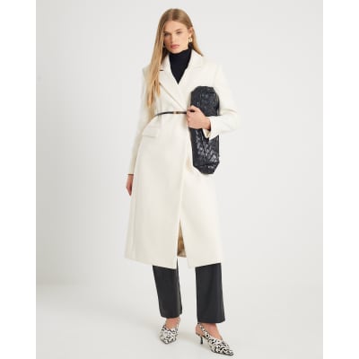 Cream Tailored Belted Coat