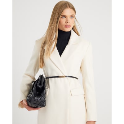 Cream Tailored Belted Coat