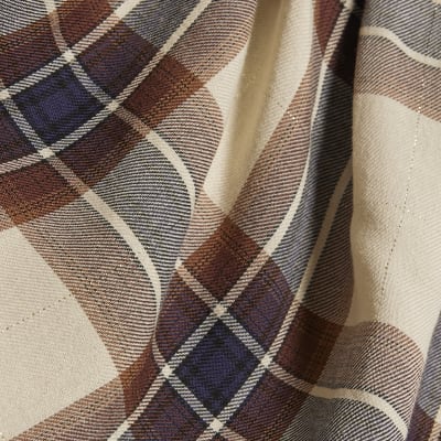 Cream Tartan Print Short Sleeve Top