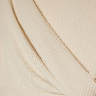 Cream Textured Knot Front Top