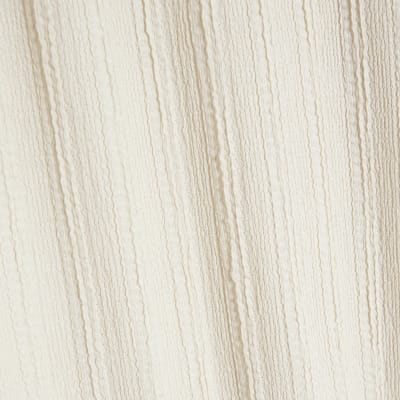 Cream Textured Wide Leg Trousers