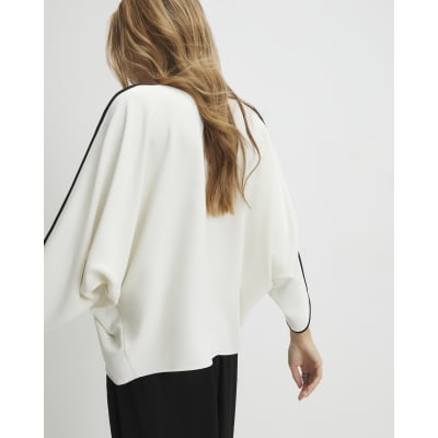 Cream Tipped Batwing Sleeve Top