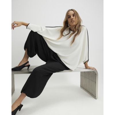 Cream Tipped Batwing Sleeve Top