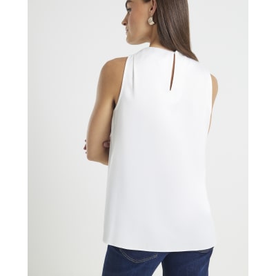 Cream Twist Strap Tank Top