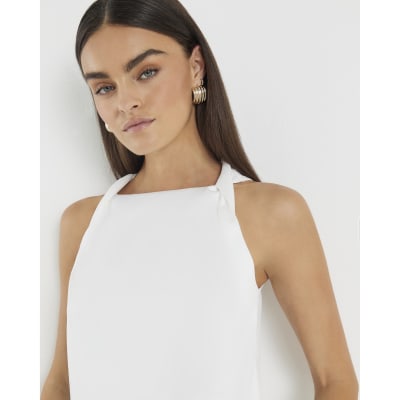 Cream Twist Strap Tank Top