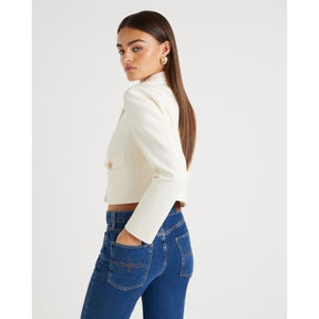 Cream Utility Cropped Blazer