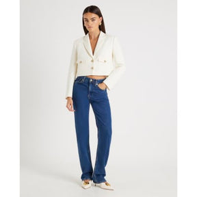 Cream Utility Cropped Blazer