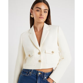 Cream Utility Cropped Blazer