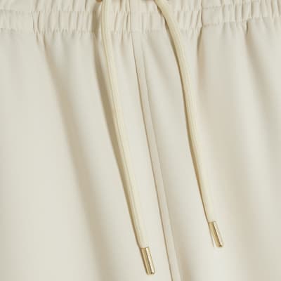 Cream Utility Wide Leg Joggers