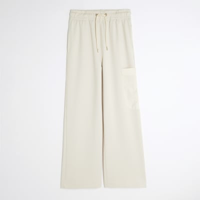 Cream Utility Wide Leg Joggers