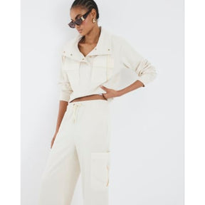 Cream Utility Wide Leg Joggers