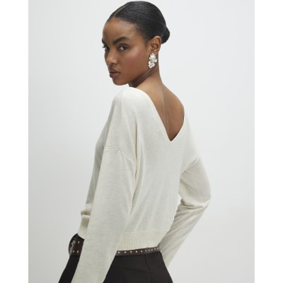 Cream V Neck Cardigan