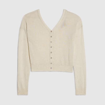 Cream V Neck Cardigan