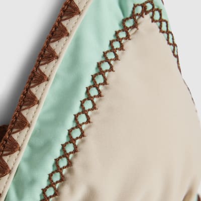 Cream Whipstitch Triangle Bikini Top