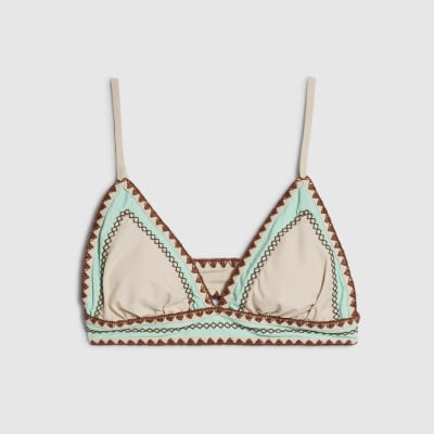 Cream Whipstitch Triangle Bikini Top