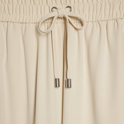 Cream Wide Leg Smart Joggers