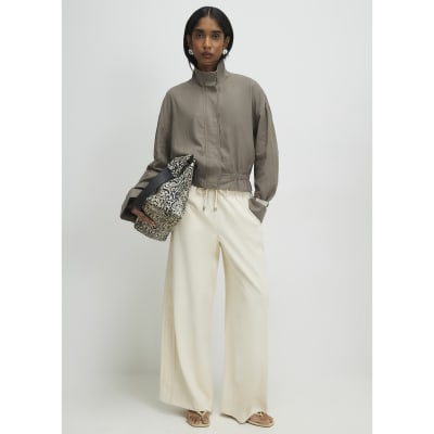 Cream Wide Leg Smart Joggers