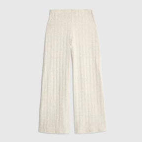 Cream Wide Ribbed Trousers
