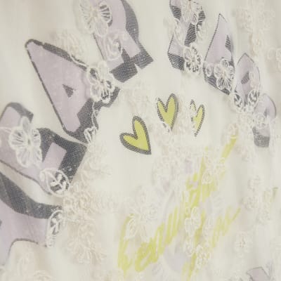 Cream Year Zero Lace Overlay T-Shirt