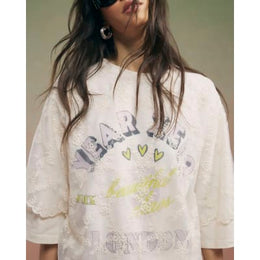 Cream Year Zero Lace Overlay T-Shirt