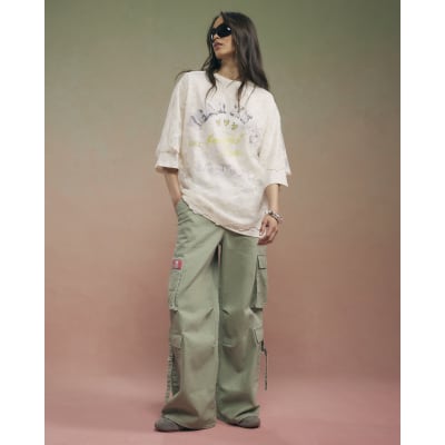 Cream Year Zero Lace Overlay T-Shirt