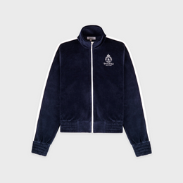 Crown Tennis Elio Velour Track Jacket - Navy/Ecru