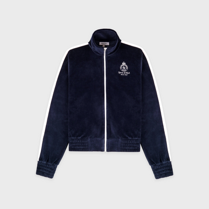 Crown Tennis Elio Velour Track Jacket - Navy/Ecru
